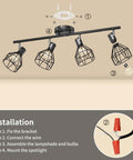Slick Six Light Black LED Track Lighting Kit With Flexible Rotatable Heads Modern Ceiling Spotlight installation steps
