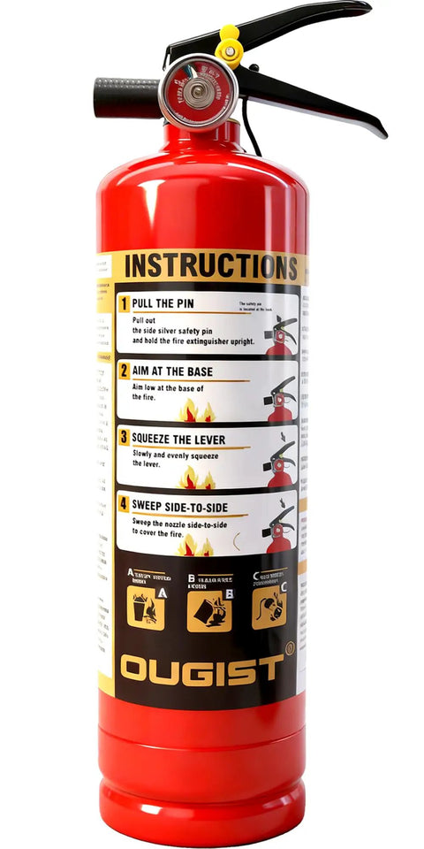 ABC Fire Extinguisher 2.5lb Portable Ready To Roll Home Kitchen Garage Vehicle Safety Kit For Truck Car And Boat Red