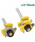 2 Piece Tongue And Groove Router Bit Set With 3/4 Inch Stock T Shape Design for precision wood floor joinery, showing 1/4 inch shank bits.