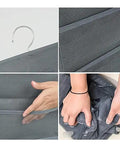 Double Sided Hanging Closet Organizer With Thirty Roomy Pockets In Gray, showing pockets, storage capacity, and hanging design.