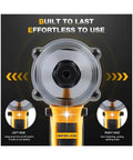 Close-up of the Cordless Brushless Rivet Gun Kit nosepiece with LED light, highlighting center lock features.