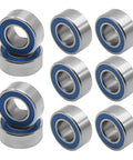 Set of 10 5x11x4 mm steel ball bearings with blue seals for Traxxas wheel hubs