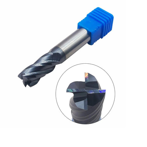 "Five Piece Half Inch Carbide Square End Mill Set HRC45 TiSiN Coated Four Flute For Alloy And Hardened Steel"