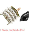 6 Pole 5 Position 3 Deck Band Selector Rotary Switch With Knob For PCB Panel Mount shown with black knob and 36 pin connectors