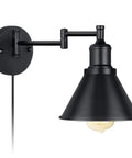 2 In 1 Plug In Or Hardwired Swing Arm Wall Light Sconce In Industrial Black Finish With Adjustable Arm E26 Base Socket Fits A Bunch Of Bulbs Up To 40 Watts