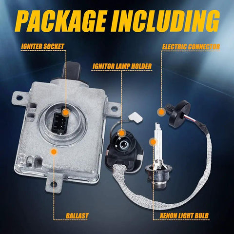 Xenon HID Headlight Ballast With Igniter For Acura TL TSX ZDX MDX RDX ILX Honda Accord Odyssey Mazda 3 5 CX5 Mitsubishi Lancer Outlander D2S Bulb Replaces W3T16271 W3T15671 Direct Fit package contents