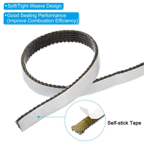 PATIKIL graphite fiberglass flat self-adhesive stove gasket tape, front view, Black, 5/8x1/8x118in