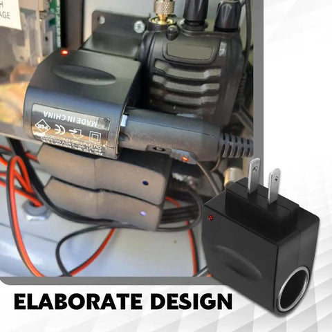 Rock Solid Car Cigarette Lighter Adapter Converts 90 To 240 Volt AC To 12 Volt DC Wall Plug Power Inverter, detailed view of connector.