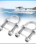 Two Pack Stainless Steel U Bolts For Boat Rigging Bow Eye Tie Down 316 Marine Grade Corrosion Resistant M10x90x130x36mm near a yacht