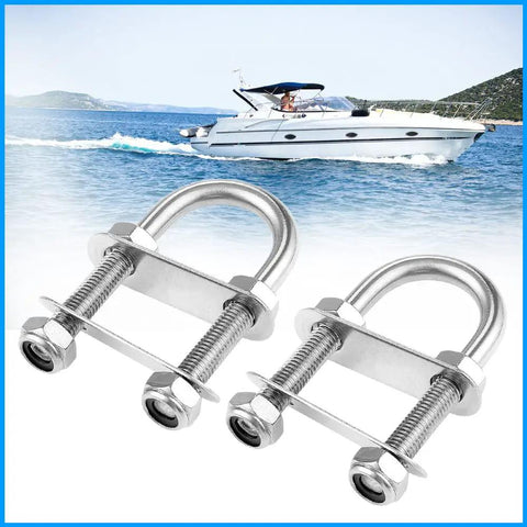 Two Pack Stainless Steel U Bolts For Boat Rigging Bow Eye Tie Down 316 Marine Grade Corrosion Resistant M10x90x130x36mm near a yacht