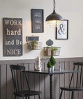 Crystal Pendant Light With Rustic Dome Shade For Dining Room Kitchen Island And Living Space above a small dining table.