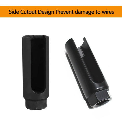 7/8 Inch 6 Point O2 Sensor Socket Wrench For Quick Removal With Harness Still Plugged In, side view, durable metal