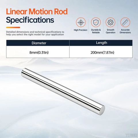 Two Piece 8mm By 200mm Linear Motion Rods Shaft Guide Set For Smooth Precision Linear Rail Systems Perfect For Your Next Hot DIY Build, 8mm diameter and 200mm length.