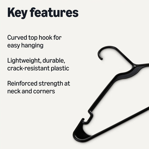 Straight Up Heavy Duty Black Plastic Clothes Hangers For Shirts And Jackets Adult Size Closet Organizer Space Saving Build That Never Warps Real Deal Wardrobe Rack Zero Drama Closet Storage Solution Pack Of Fifty