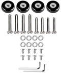 Six Pack Luggage Wheel Replacement Set For Suitcases And Rolling Bags Universal Fit Heavy Duty Rubber And Iron Casters Easy Install 360 Degree Swivel Wheels Spare Parts For Travel Gear, black wheels with hardware