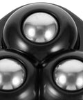 Close-up of 12pcs Black 360 Degree Swivel Casters for Furniture and Storage featuring shiny metal spheres.