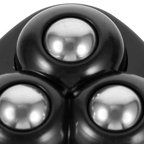 Close-up of 12pcs Black 360 Degree Swivel Casters for Furniture and Storage featuring shiny metal spheres.