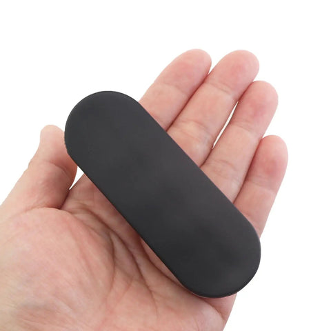 Close-up of hand holding a black pull handle, Six Black ABS Self Adhesive Pull Handles For Cabinets Drawers Windows And Furniture 88.4x31.3 Mm