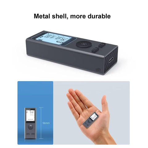 Compact Laser Distance Meter With Pythagorean Mode, 131 Ft Range, USB Charging, LCD Backlight, Area And Volume Measurement, Real Time Angle Display, Single And Continuous Readouts, Handy Tool For DIYers And Builders, metal shell, 56mm