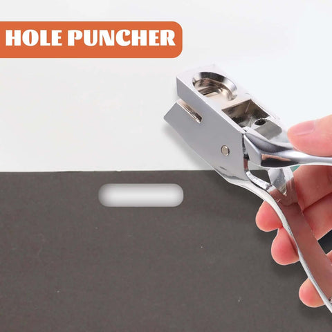 Go To Portable Manual Oval Hole Puncher For Home And Office Use Single Hole Punch With 8 Sheet Capacity In Silver Metal in action
