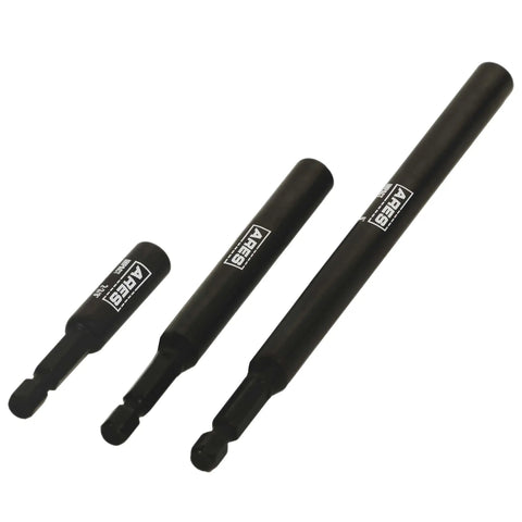 Three Piece Magnetic Bit Holder Set With Quarter Inch Hex Shank For Power Drills And Drivers Includes Two And A Half Inch Four Inch And Six Inch Extensions