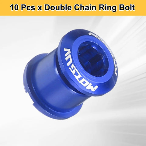 Ten Pieces Dope Double Chain Ring Bolts M8 Aluminum Alloy Crankset Nuts Chainwheel Screws For Road Bike And Mountain Bike Blue Color Durable Aluminum Construction Easy To Install close-up
