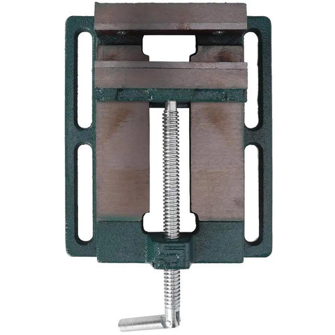 Fabater 5 Inch Cast Iron Machine Vise Heavy Duty Jaw Milling Clamp for Drill Press top view showing jaws and screw mechanism.