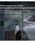 Straight Up Reliable 7Kw Ev Charger With 10M Type 2 Cable Iec 62196 Standard showing vehicle charging with control panel.