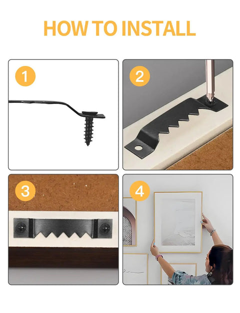 Steps to install Heavy Duty Sawtooth Picture Hangers Lock Down Your Wall Art With Rust Resistant Steel Hooks.