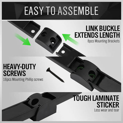 Instruction diagram for assembling the 4 Piece 12 Inch Magnetic Tool Holder Set Wall Mount Organizer