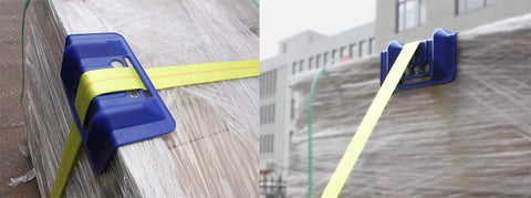 Close-up of Heavy Duty Ratchet Straps 2 Inch By 27 Foot Cargo Straps With Hooks 10000 Lbs Working Load Limit on pallet