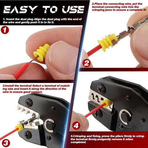 Usage steps for 969 Piece Connector Pins Kit And Crimp Tool Set For Pro Grade DIY Friendly Automotive Electrical Wiring.