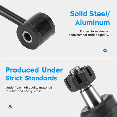 Jeep Wrangler Front And Rear End Link Kit For 2007 To 2017 Wrangler JK 2018 With Stabilizer Sway Bar And Upper And Lower Ball Joints, Driver And Passenger Side, DS300005 ES3624 ES800594 ES800593; steel end link close-up