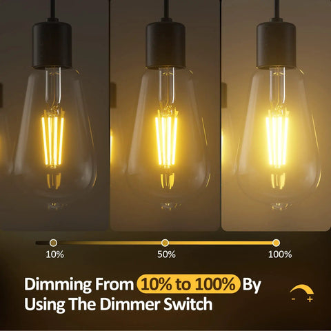 Cozy Dimmable E26 LED Edison Bulbs 60W Equivalent, 2700K soft glow, dimming from 10% to 100% for flexible lighting