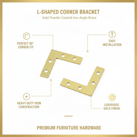 L Shaped Corner Bracket Gold Iron Angle Brace For Furniture Repair And Diy Assembly 1.57 By 1.18 Inch Small Metal Corner Support
