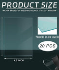 20 Pack 4.5 By 5.25 Inch Clear Welding Lenses, 0.04 Inch Thick, Replacement Helmet Lenses, Universal Shield For Arc Welding