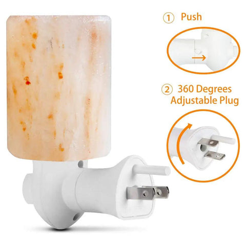 Himalayan Salt Lamp 2 Pack Plug In Night Light With 360 Degree Adjustable Wall Plug Pink Crystal Rock Salt Hand Crafted Cylinder