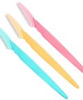 3 Piece Unisex Eyebrow Razor Kit Makes Quick Work Of Stubborn Facial Hair While Doubling As A Smooth Dermaplaning Tool That Leaves Your Complexion Looking Fresh And Flawless, featuring colorful razors.