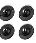 Smooth As Butter Low Profile Swivel Caster Wheels For Furniture With Easy Peasy Self Adhesive Mounting Just Point Five Three Inches Tall Black Four Pack no drill rollers with rounded bases.