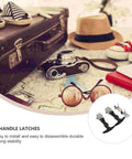Heavy Duty Rubber Latches 2 Pack Stainless Steel T Handle Draw Latches with travel items like camera and hat on map