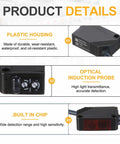 Photoelectric Sensor Kit 12-24V DC Pro Grade Specular Reflection Details Showing Plastic Housing and Optical Induction Probe