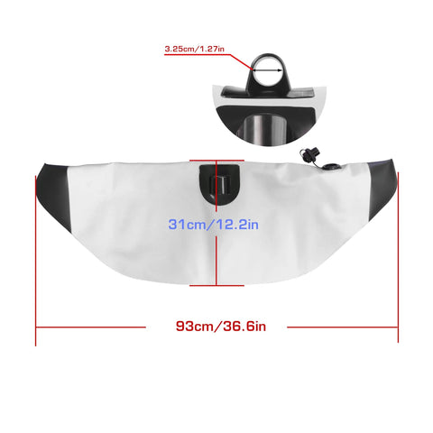 Inflatable Kayak Float For Stand Up Paddling And Casual Water Fun Go To Gear Yellow Balance Float with dimensions marked