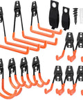 Heavy Duty Steel Garage Hooks 14 Pack With Tough Non Slip Coating Wall Mount Tool Hangers showing assorted hooks and mounting hardware