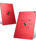 Solid As A Rock Aluminum Router Table Insert Plate Featuring Bullseye Center Bore For Rapid Wood Milling Snap In Guide Table Swap Delivering Heavy Duty Precision On Every Single Cut, 85x85mm, red, showing front and back view.