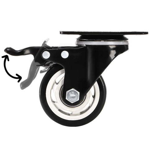 8 Pack 3 Inch Caster Wheels With Safety Brake Heavy Duty Swivel Plate Casters 360 Degree Rotating No Noise Wheel