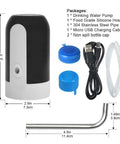 5 Gallon Electric Water Dispenser Pump For 2 To 5 Gallon Jugs, USB Rechargeable Water Bottle Pump With Reusable Caps