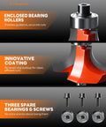 Close-up of Pro Grade 7 Piece Top Bearing Roundover Router Bit Set With Quarter Inch Shank Carbide Inserts Two Flute Corner