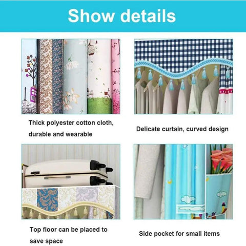 Rock Solid Portable Closet Organizer With 25 Mm Steel Pipes Hella Spacious Wardrobe Rack showcasing thick polyester fabrics and side pockets.
