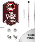 No Truck Turn Around Sign For Private Driveways And Loading Zones, High Visibility 12 By 18 Inch Aluminum Sign On A 35 Inch Metal Stake, Heavy Duty Outdoor Marker For Parking Lots, Warehouses, Yards, And Home Use, sign kit with stake and hardware