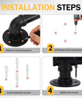 Installation steps for Heavy Duty Four Foot Iron Stair Handrail In Matte Black Finish Rust Resistant Body for quick setup.
